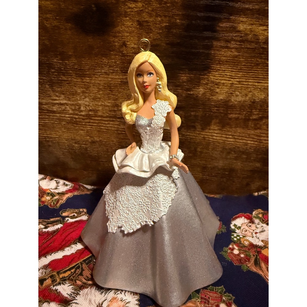 Mattel Barbie 2013 Holiday Silver Gown Lace Bodice Christmas Ornament